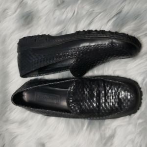 Cole Haan  Adrein Woven Black Leather Loafers
